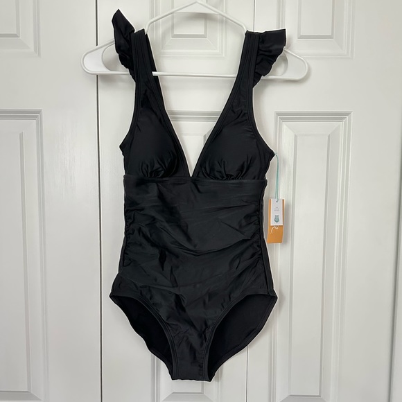 NWT Ruffle Shoulder One Piece - Picture 3 of 4